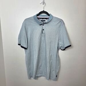Ted Baker White Blue Striped 100% Cotton Preppy Classic Casual Polo Shirt Sz XL
